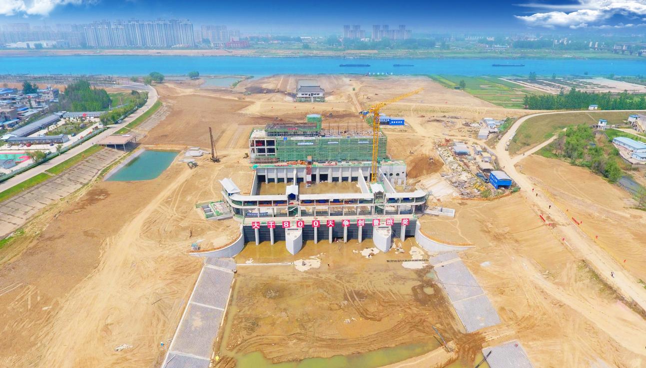 安徽水利蚌埠靓淮河龙子河口综合枢纽布置工程。安徽建工集团供图